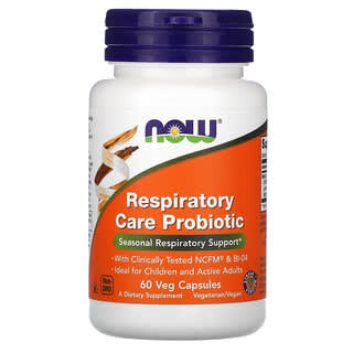 NOW Foods, Probiótico para el cuidado respiratorio, 60 cápsulas vegetales
