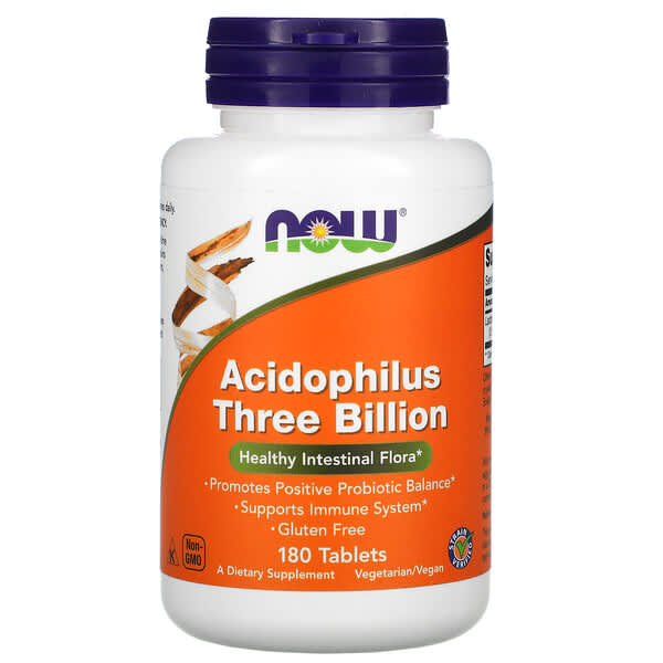NOW Foods, Acidophilus Three Billion, drei Milliarden KBE, 180 Tabletten