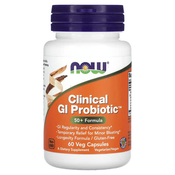 NOW Foods, Clinical GI Probiotic 50+ 中老年人專用胃腸道支援益生菌素食膠囊，60 粒裝