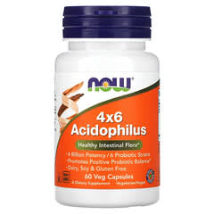 NOW Foods, 4x6 Acidophilus, 60 Veg-Kapseln