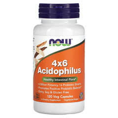 NOW Foods, 4x6 Acidophilus, 120 cápsulas vegetales