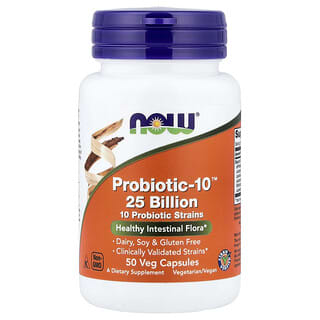 NOW Foods, Probiotic-10, 25 Bilhões, 50 Cápsulas Vegetais