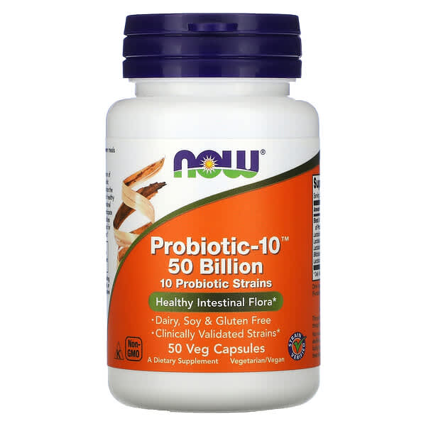 NOW Foods, Probiotic-10，500 億，50 粒素食膠囊