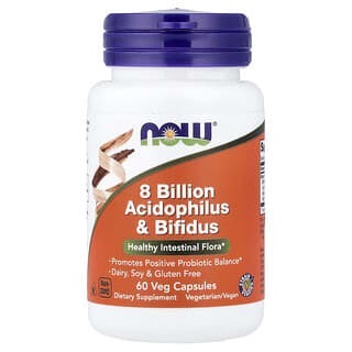 NOW Foods, 8 Bilion Acidophilus & Bifidus, 60 Kapsul Sayuran