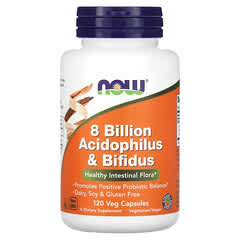 NOW Foods, 8 mil millones de Acidophilus & Bifidus, 120 cápsulas vegetales