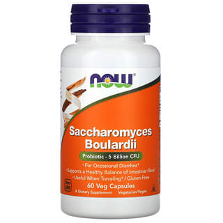 NOW Foods, Saccharomyces boulardii, 60 Cápsulas Vegetais