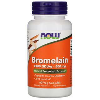 NOW Foods, Bromelain, 500 mg, 60 cápsulas vegetarianas