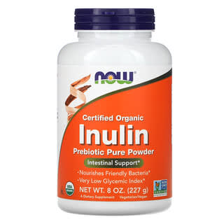 NOW Foods, Certified Organic Inulin, zertifiziertes Bio-Inulin, reines präbiotisches Pulver, 227 g (8 oz.)