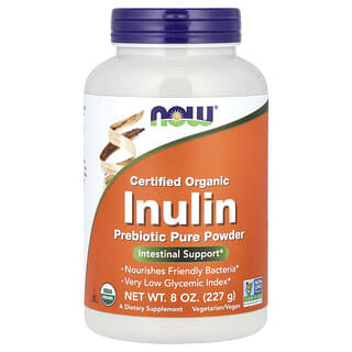 NOW Foods, Inulin Besertifikasi Organik, Bubuk Murni Prebiotik, 227 g (8 ons)