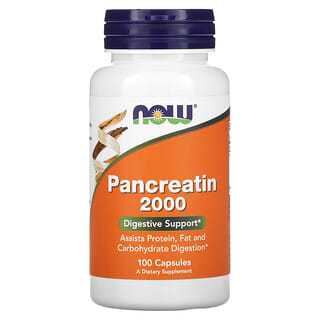 NOW Foods, панкреатин, 10X — 200 мг, 100 капсул