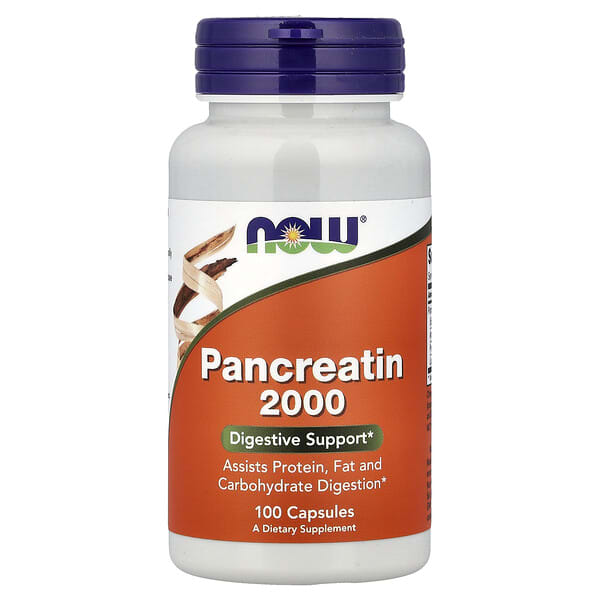 NOW Foods, 판크레아틴 2000, 캡슐 100정(캡슐당 200mg)