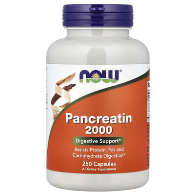 NOW Foods, Pancreatin, 10X - 200 mg, 250 Capsules