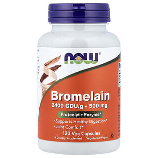 NOW Foods, Bromelaiini, 500 mg, 120 kasviskapselia