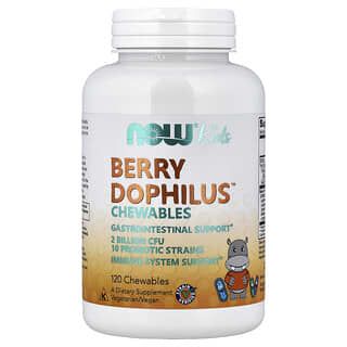 NOW Foods, Berry Dophilus, Crianças, 2 Bilhões de UFCs, 120 Mastigáveis
