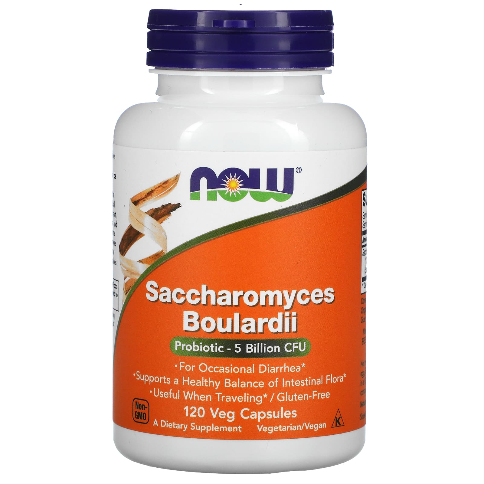 NOW Foods, Saccharomyces boulardii, 5000 millones de UFC, 120 cápsulas