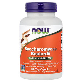 NOW Foods, Saccharomyces Boulardii, 5 miljardia pesäkemuodosta koostuvaa yksikköä (CFU), 120 kasviskapselia