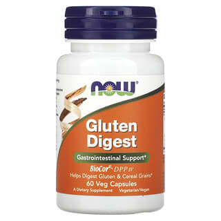 Now Foods, Gluten Digest, добавка для переваривания глютена, 60 растительных капсул