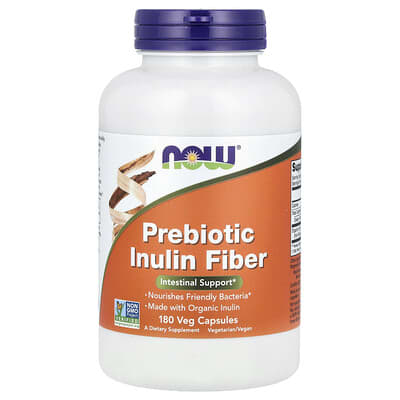 NOW Foods, Prebiotic Inulin Fiber, 1950 mg, 180 Vegetarian Capsules (650 mg per capsule)