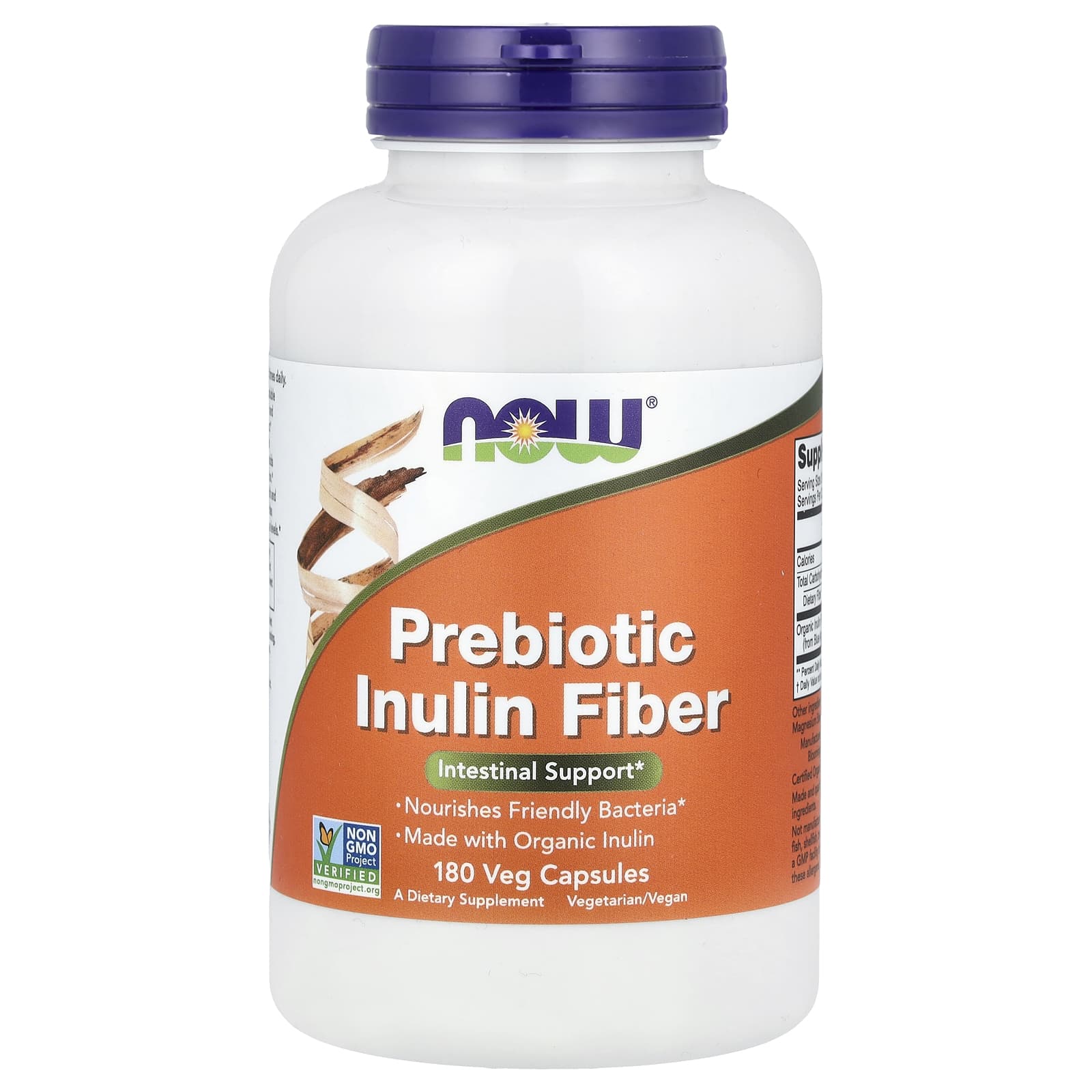 NOW Foods, Prebiotic Inulin Fiber, 180 Veg Capsules