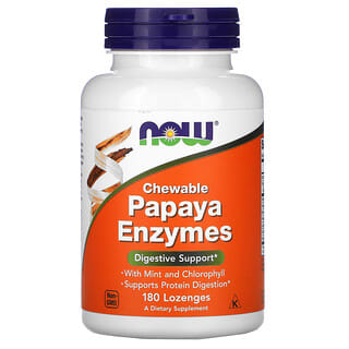 NOW Foods, Enzymes de papaye à croquer, 180 pastilles