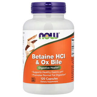 NOW Foods, Betaine HCl & Ox Bile, 120 Capsules