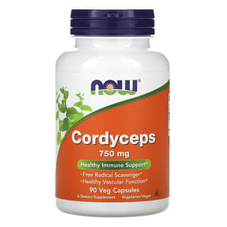 NOW Foods, Cordyceps, 750 mg, 90 Cápsulas Vegetais