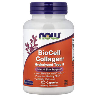 NOW Foods, BioCell Collagen®, гидролизованный коллаген типа II, 120 растительных капсул
