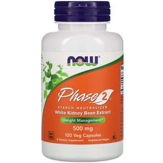 NOW Foods, Phase 2, Neutralizador de almidón, 500 mg, 120 cápsulas vegetales