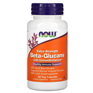 NOW Foods, Beta-glucanos, Con ImmunEnhancer, Concentración extra, 250 mg, 60 cápsulas vegetales
