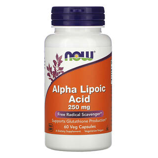 NOW Foods, Ácido alfa-lipoico, 250 mg, 60 cápsulas vegetales