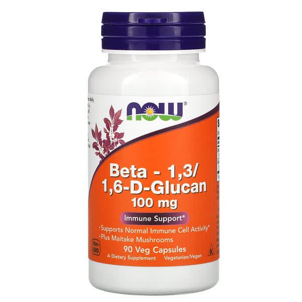NOW Foods, Beta-1,3 / 1,6-D-glucano, 100 mg, 90 cápsulas vegetales