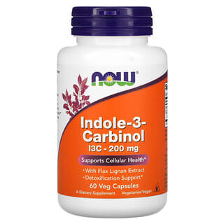 NOW Foods, Indole-3-Carbinol, 200 mg, 60 Cápsulas Vegetais