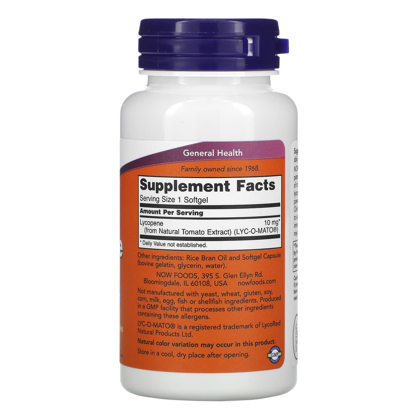 NOW Foods, Lycopène, 10 mg, 120 capsules à enveloppe molle