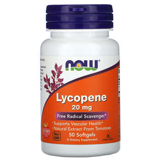 NOW Foods, Licopeno, 20 mg, 50 Cápsulas Softgel