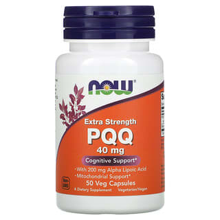 NOW Foods, PQQ усиленного действия, 40 мг, 50 растительных капсул