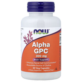 NOW Foods, Alfa-GPC, 300 mg, 60 cápsulas vegetales