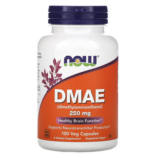 NOW Foods, DMAE, 250 mg, 100 Cápsulas Vegetais