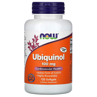 Now Foods, Ubiquinol, 100 mg, 120 cápsulas blandas