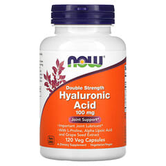 NOW Foods, Acide hyaluronique, Double efficacité, 100 mg, 120 capsules végétales
