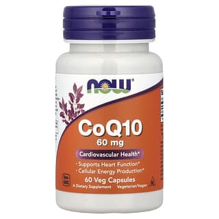 NOW Foods, CoQ10, 60 mg, 60 Cápsulas Vegetais