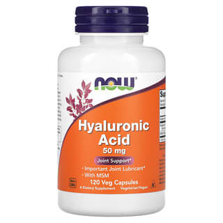 NOW Foods, Acide hyaluronique avec méthyl-sulfonyl-méthane, 50 mg, 120 capsules végétariennes