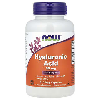 NOW Foods, Kyselina hyaluronová s MSM, 50 mg, 120 Veg kapslí