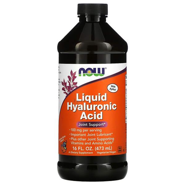 NOW Foods, Acide hyaluronique liquide, parfum fruits rouges, 100 mg, 16 fl oz (473 ml)