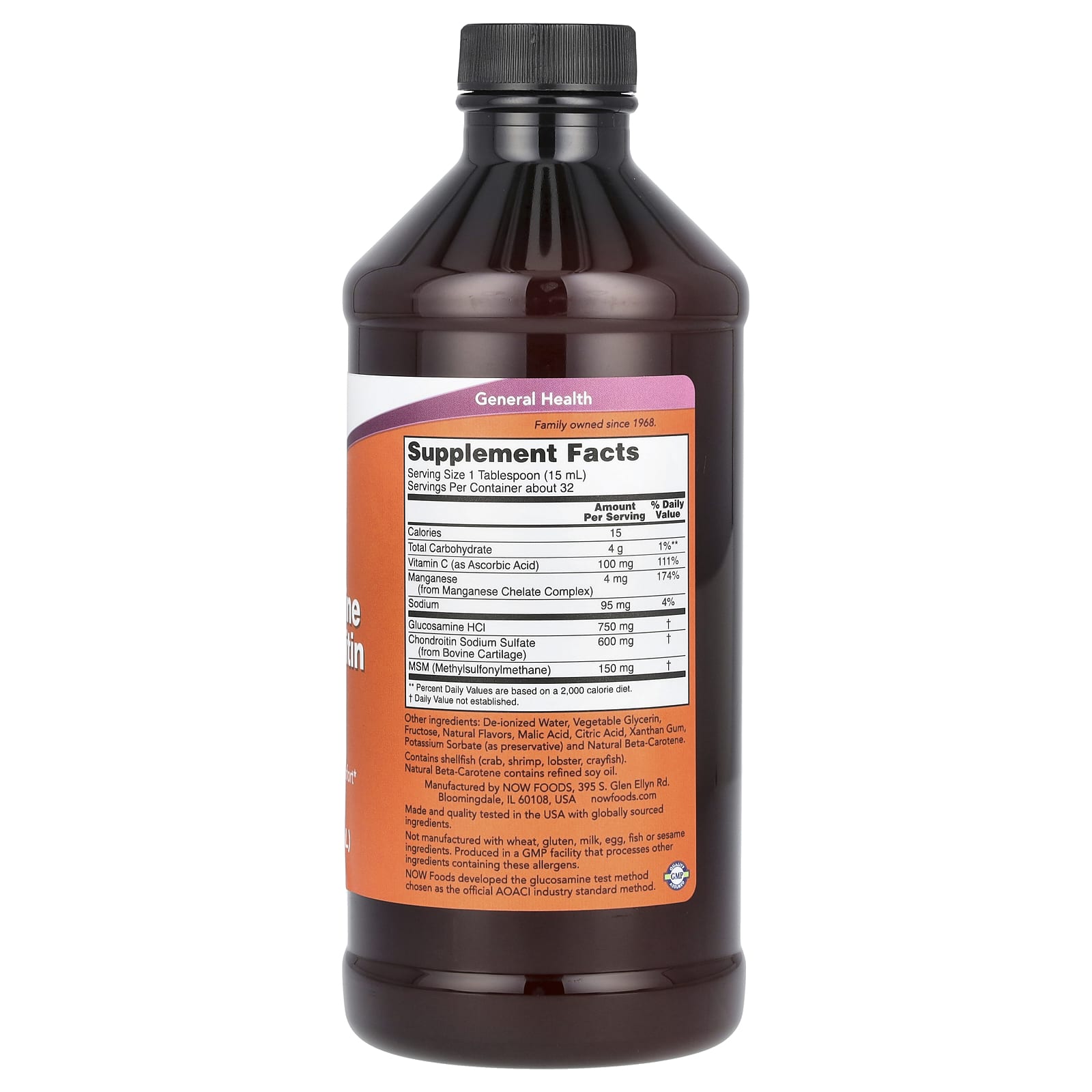 NOW Foods, Liquid Glucosamine & Chondroitin with MSM, Citrus, 16 fl oz ...