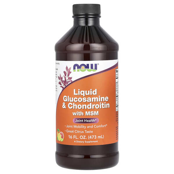NOW Foods Liquid Glucosamine & Chondroitin with MSM, Citrus, 16 fl oz (473 ml)