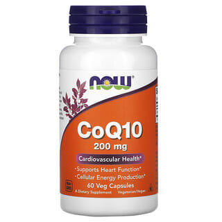 NOW Foods, CoQ10, 200 mg, 60 Cápsulas Vegetais