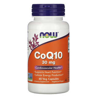 NOW Foods, коэнзим Q10, 30 мг, 60 вегетарианских капсул