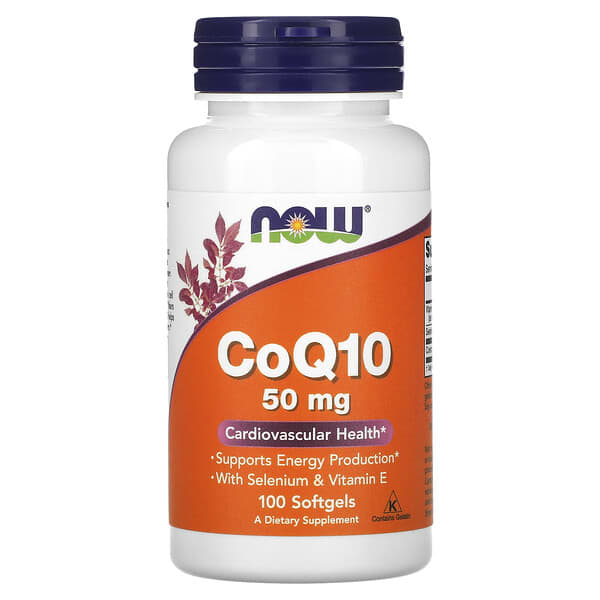 NOW Foods, CoQ10, 50 mg, 100 cápsulas blandas