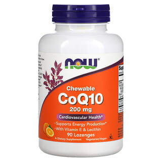 NOW Foods, CoQ10 Mastigável, 200 mg, 90 Pastilhas
