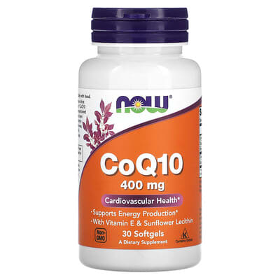 NOW Foods, Coenzyme Q10 with Vitamin E and Sunflower Lecithin, 30 Softgels